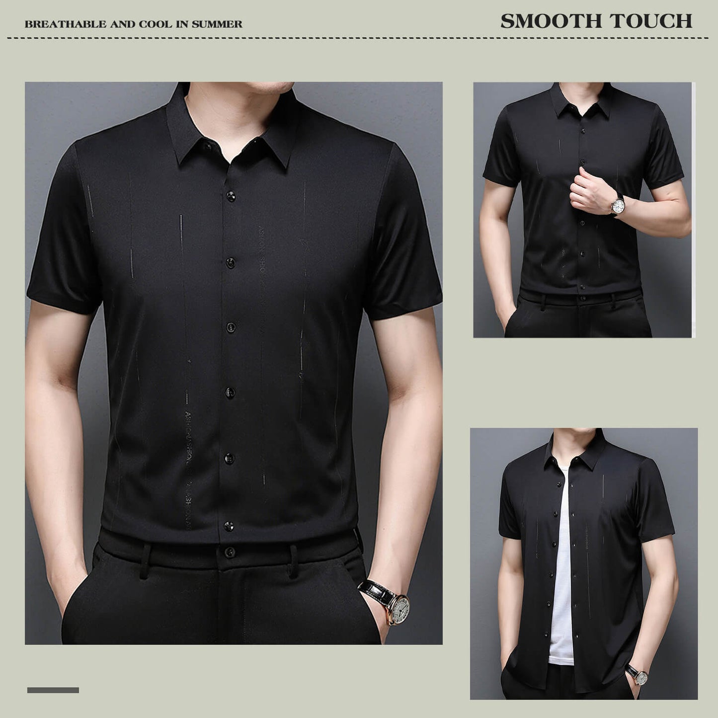 ❄️Ανδρικό πουκάμισο από μετάξι πάγου ανθεκτικό στις ρυτίδες, υψηλής ελαστικότητας-GR