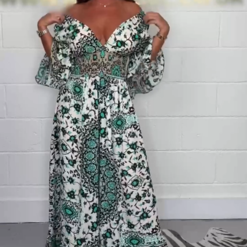 S-5XL🥰Moteriškas kombinezonas su raštu ir V formos iškirpte-LT