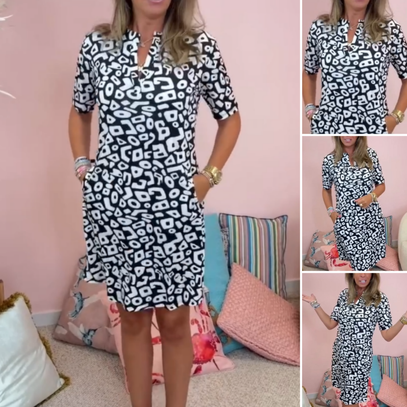 Vestido de manga corta con escote en V-ES