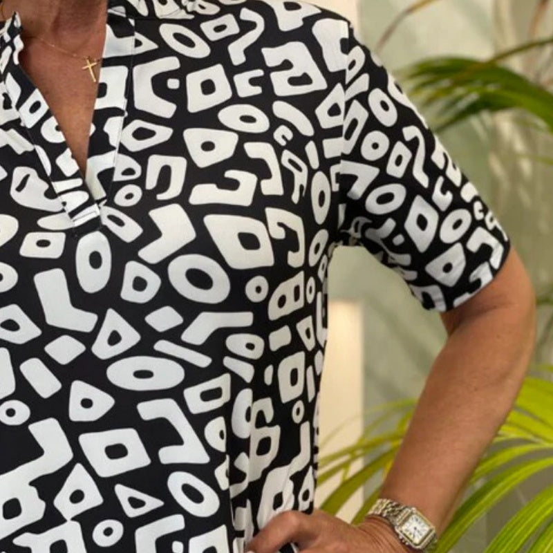 Vestido de manga corta con escote en V-ES