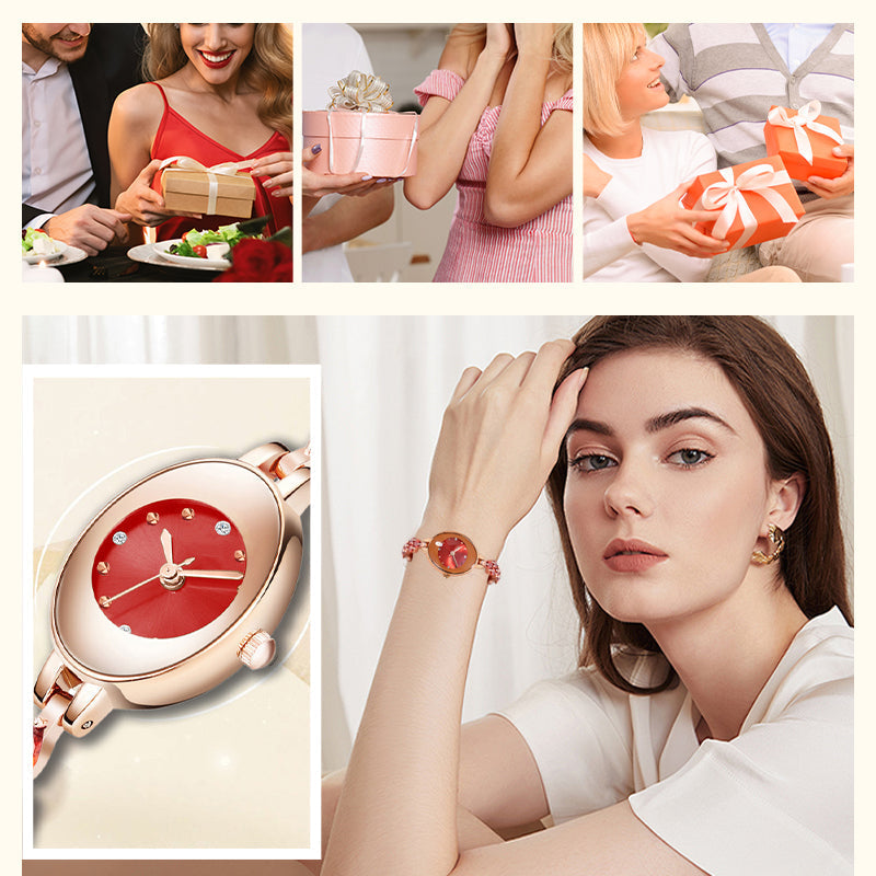 Δώρα για γυναίκες το 2025 💝🥰⌚ Γυναικείο ρολόι με χρωματιστά ζιργκόν σε μπρασελέ-GR