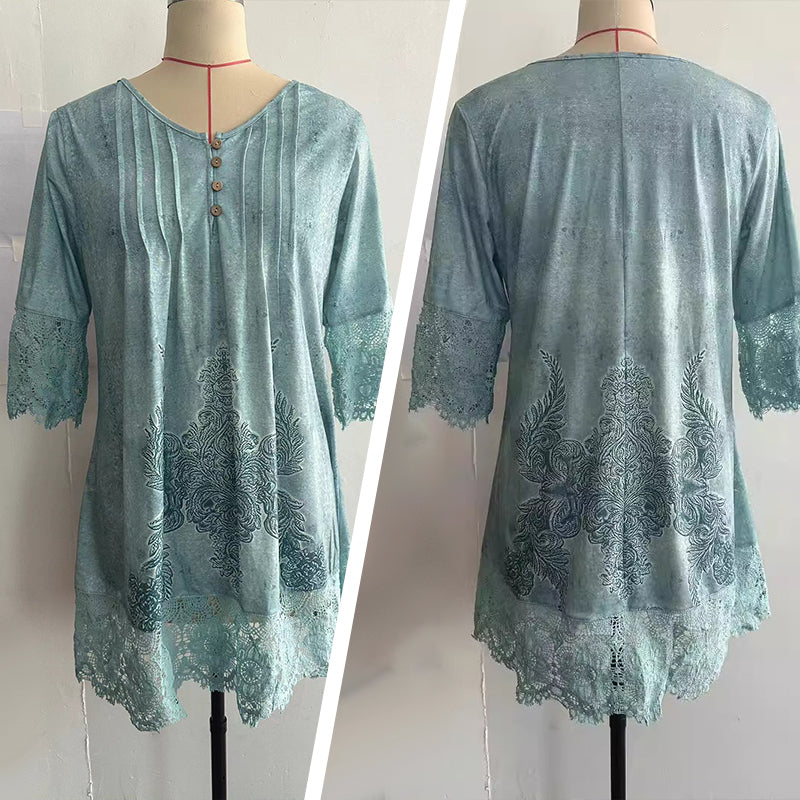 Κομψό γυναικείο φόρεμα με μισό μανίκι και βαθιά λαιμόκοψη-GR