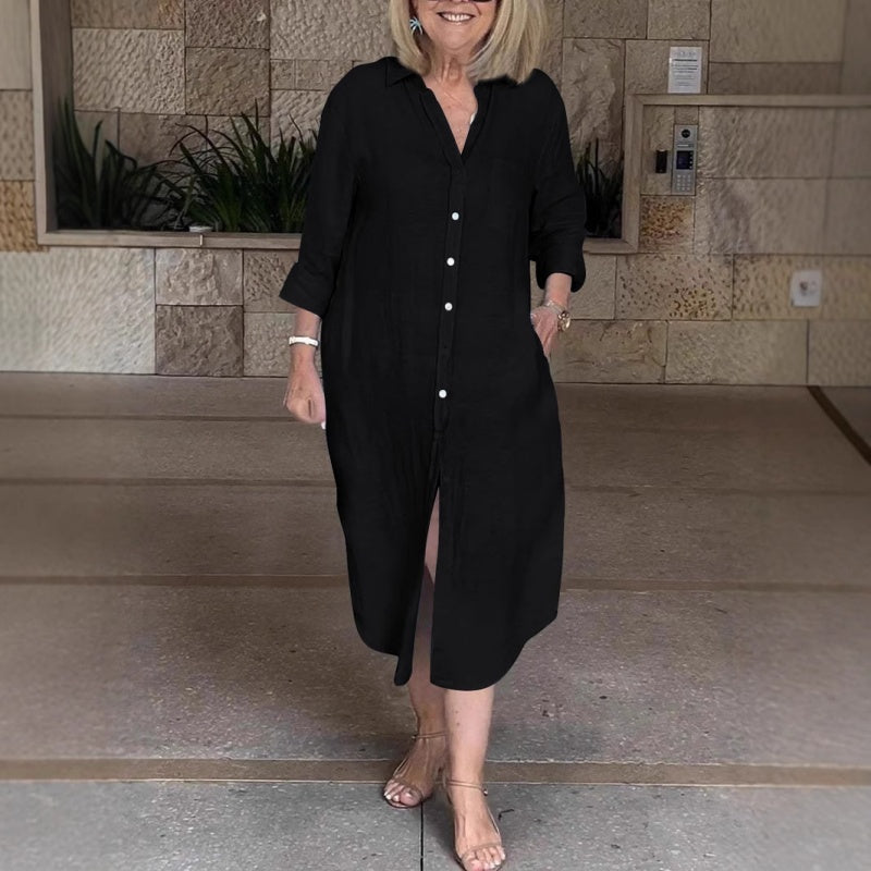 🔥 Laisva medvilninė lininė suknelė moterims-LT