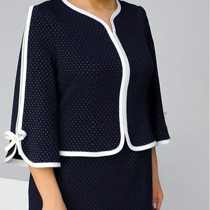 Κομψό τοπ με φιόγκο και φούστα με σκίσιμο στο πίσω μέρος-GR