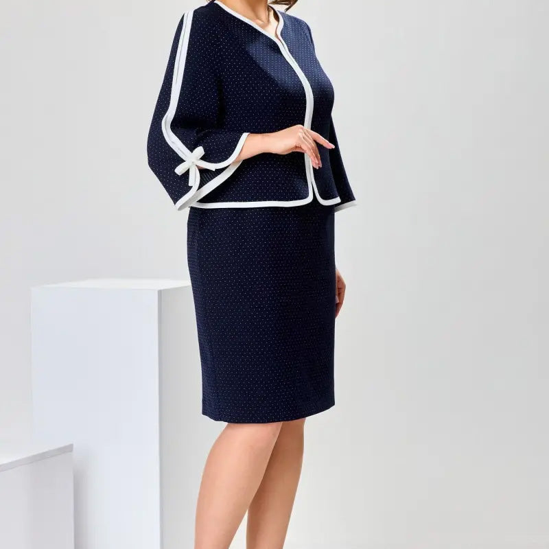 Κομψό τοπ με φιόγκο και φούστα με σκίσιμο στο πίσω μέρος-GR