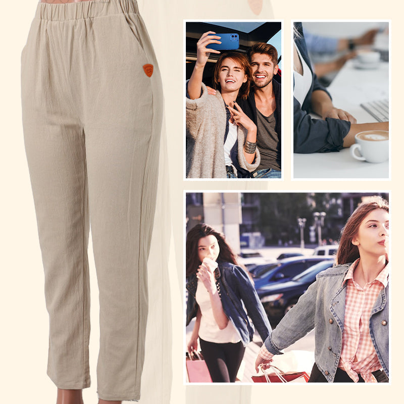 Αναπνέον λινό casual παντελόνι-GR