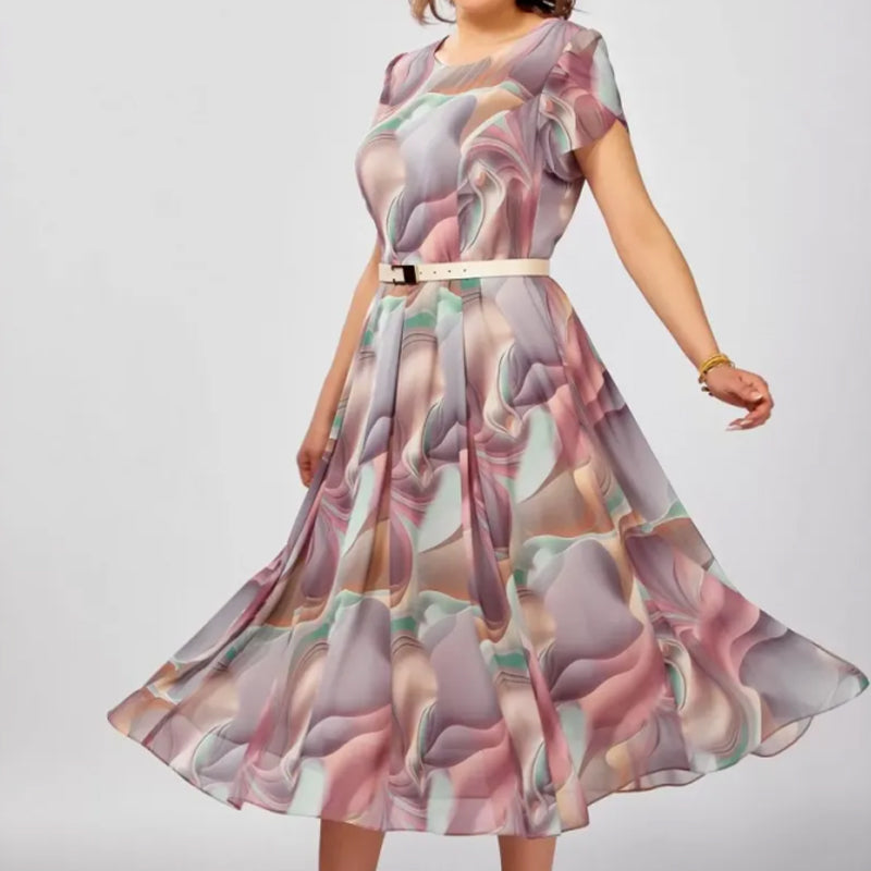 💞Abstrakčios gėlėtos fantazijos suknelės (su diržu)-LT