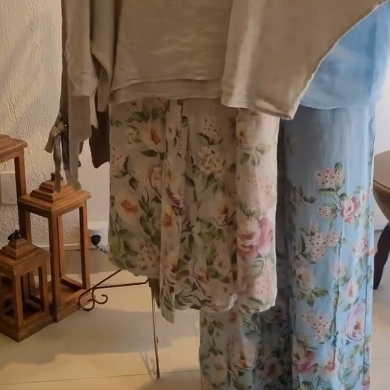 ⏳ Περιορισμένος χρόνος έκπτωσης 45%! 💥Γυναικεία φαρδιά μπλούζα και φαρδύ παντελόνι με φλοράλ τύπωμα-GR