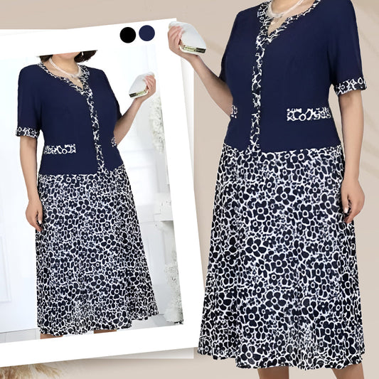 Ženska elegantna imitacija dvodelne obleke s cvetličnim vzorcem-SI