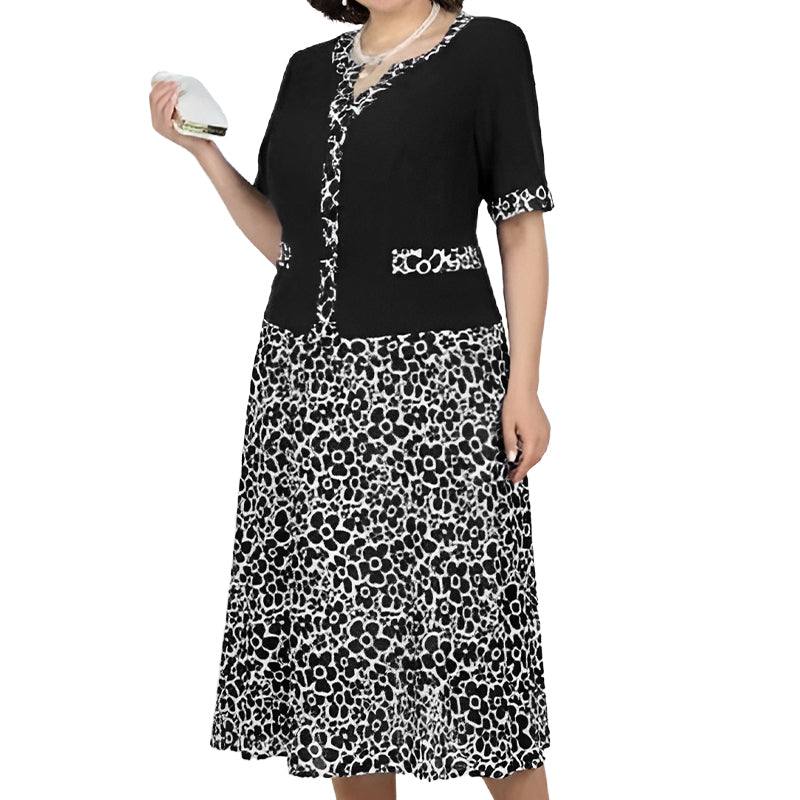 Ženska elegantna imitacija dvodelne obleke s cvetličnim vzorcem-SI