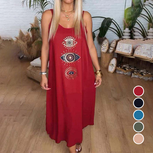 🔥Moteriška ilgomis rankovėmis suknelė su akių raštu👗-LT
