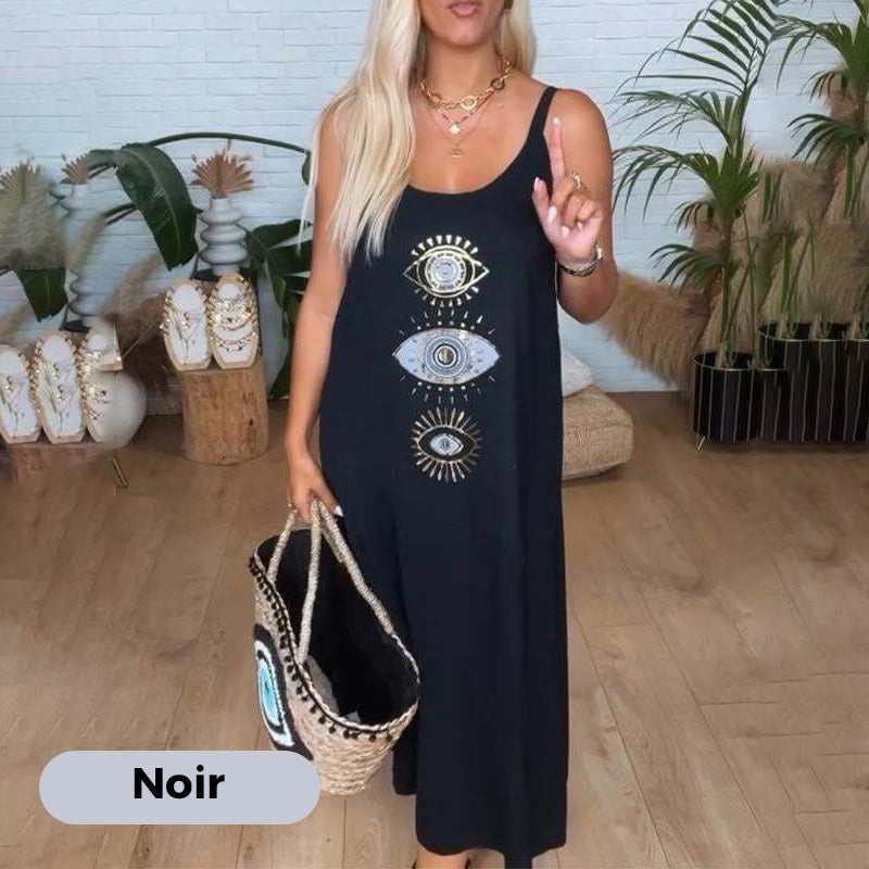 🔥Moteriška ilgomis rankovėmis suknelė su akių raštu👗-LT