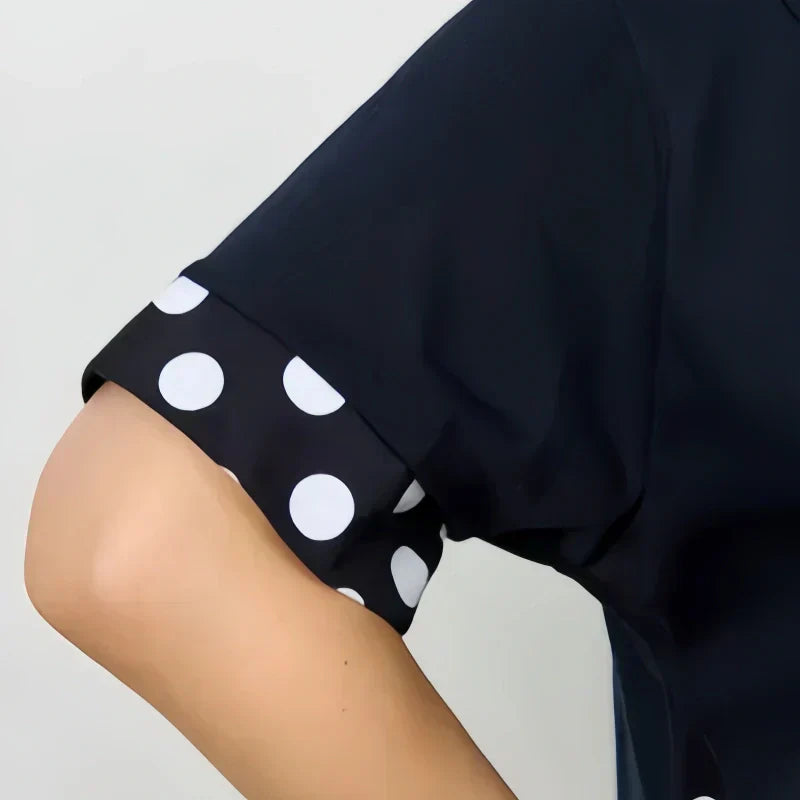 Γυναικεία καλοκαιρινά φαρδιά φορέματα με κοντά μανίκια και στάμπα σε γραμμή Α-GR