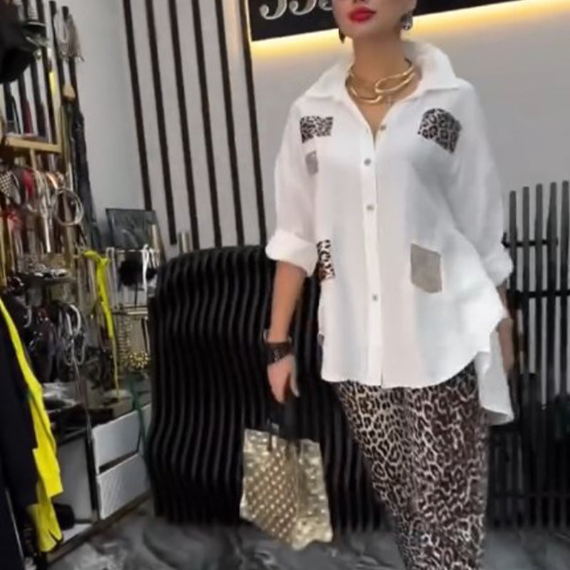 👗 Σετ με λεοπάρ print | 2 τεμάχια casual | Ελαστικό βαμβάκι-GR