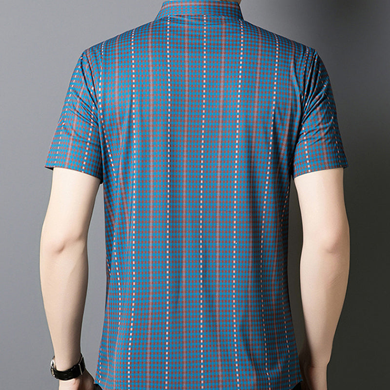 🔥 Ανδρικό κοντομάνικο καρό πουκάμισο με κουμπιά-GR