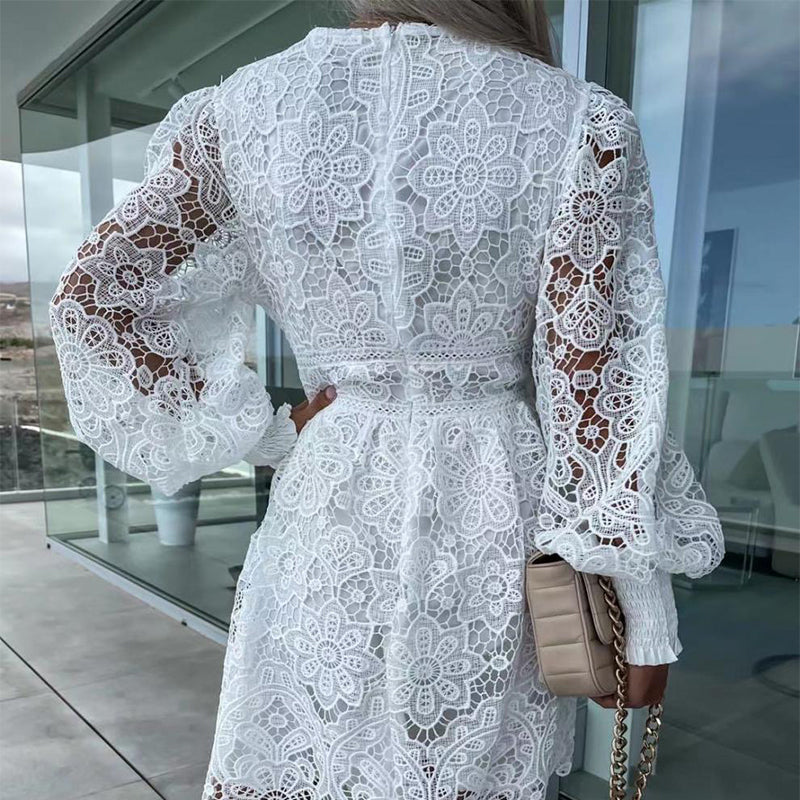 💕Karštas vasaros išpardavimas 🌷 Tuščiavidurės nėriniuotos suknelės-LT