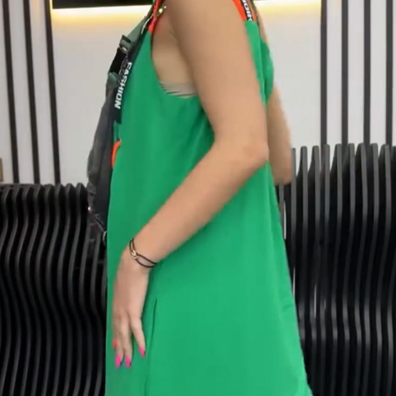 Γυναικείο αμάνικο φόρεμα με στάμπα-GR