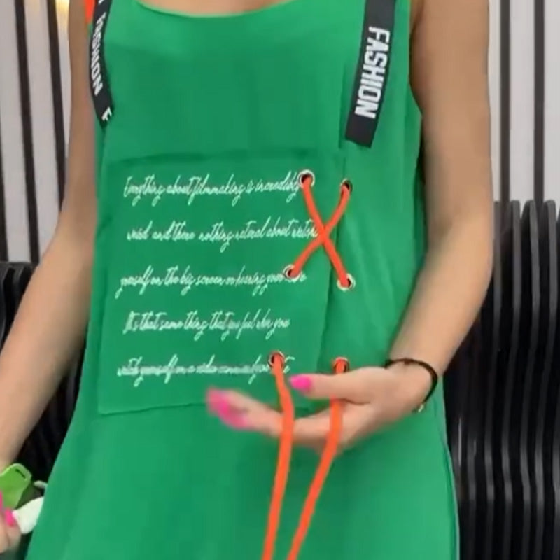 Ženska potiskana obleka brez rokavov-SI