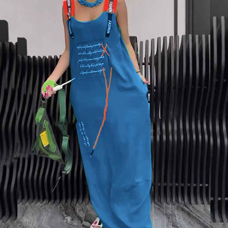 Γυναικείο αμάνικο φόρεμα με στάμπα-GR