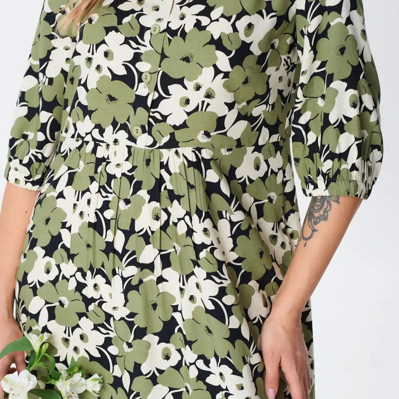 🔥 Laisvalaikio gėlėtos suknelės iki pusės rankovių moterims-LT