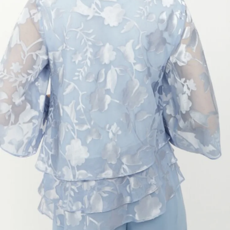 Κομψές γυναικείες μπλούζες με γραβάτες και φαρδιά παντελόνια σε σετ-GR