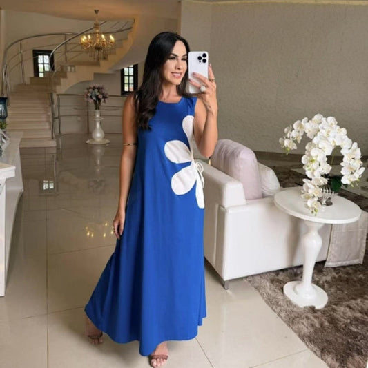 👗 Ženska obleka brez rokavov s cvetličnim potiskom 🌸-SI