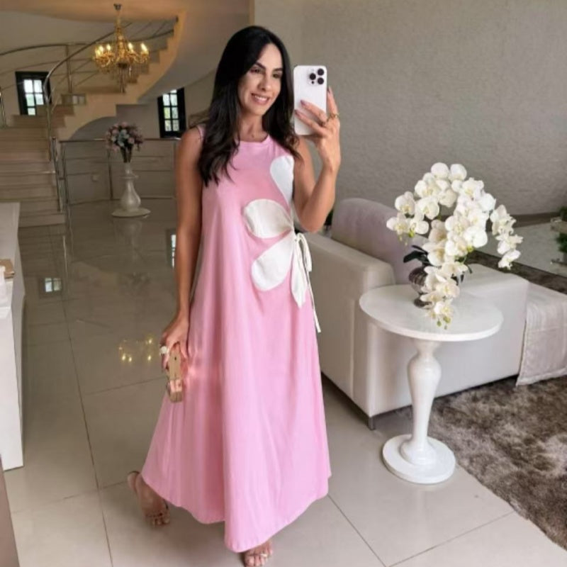 👗 Γυναικείο Φόρεμα Αμάνικο με Φλοράλ Στάμπα 🌸-GR