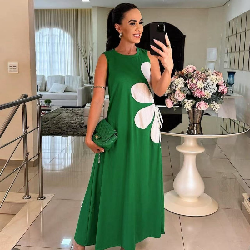 👗 Γυναικείο Φόρεμα Αμάνικο με Φλοράλ Στάμπα 🌸-GR