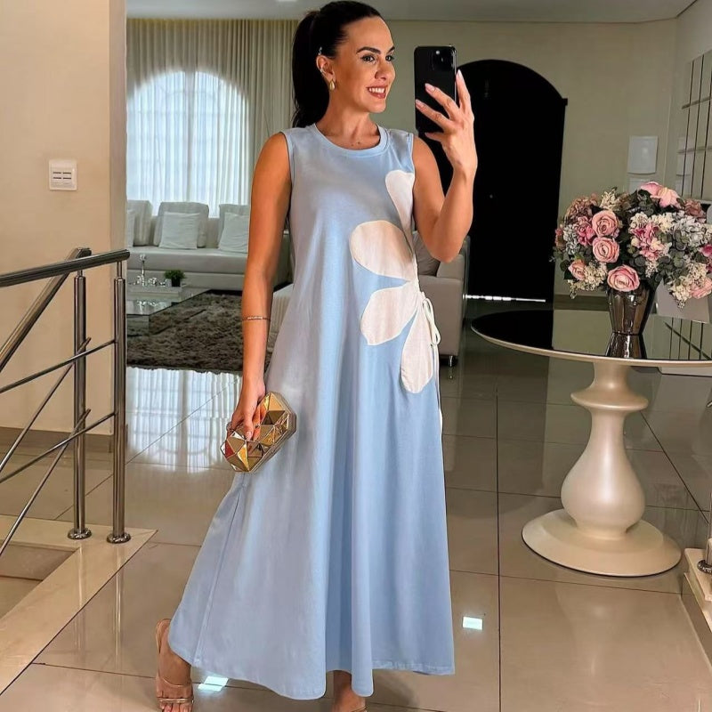 👗 Γυναικείο Φόρεμα Αμάνικο με Φλοράλ Στάμπα 🌸-GR