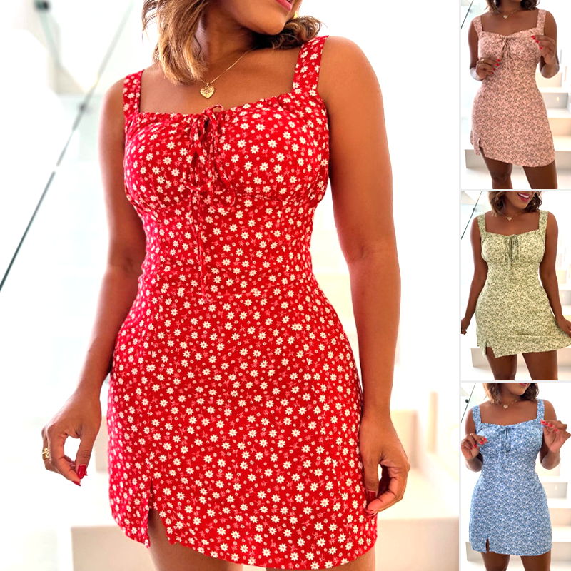 🌸Μίνι φόρεμα με φλοράλ print και τιράντες-GR