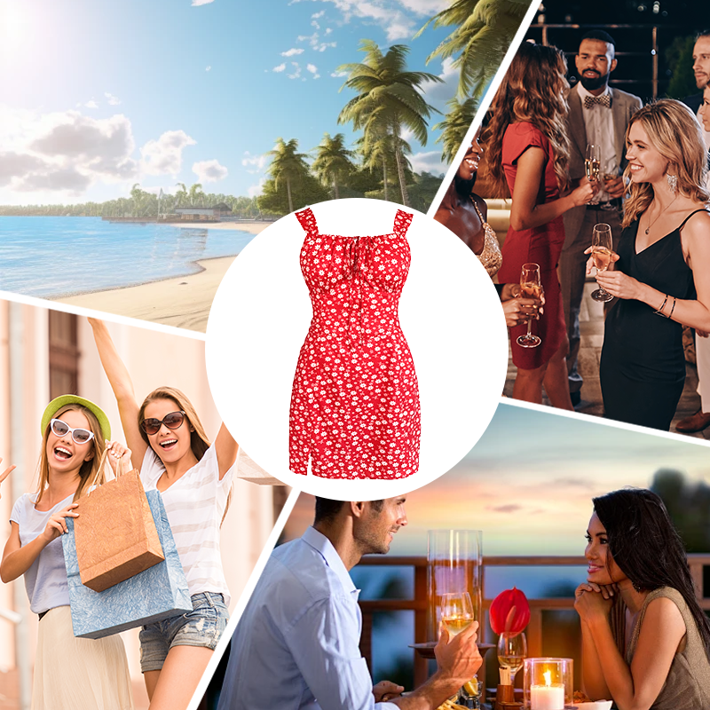 🌸Μίνι φόρεμα με φλοράλ print και τιράντες-GR