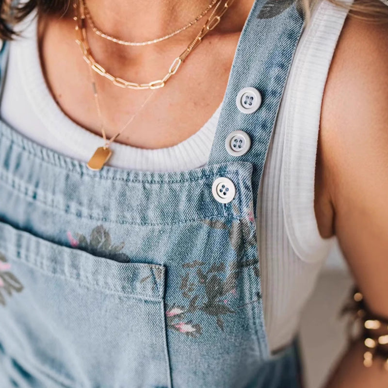 🌸 Vintažiniai gėlių raštų džinsiniai kombinezonai🌸-LT