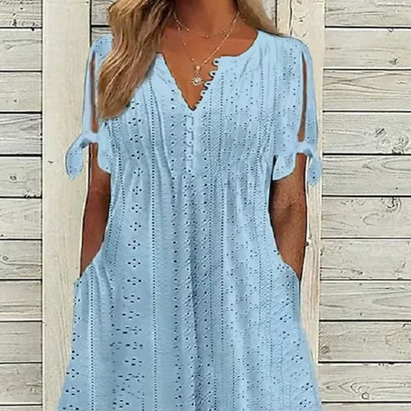 Κομψό γυναικείο φόρεμα με V-λαιμόκοψη-GR