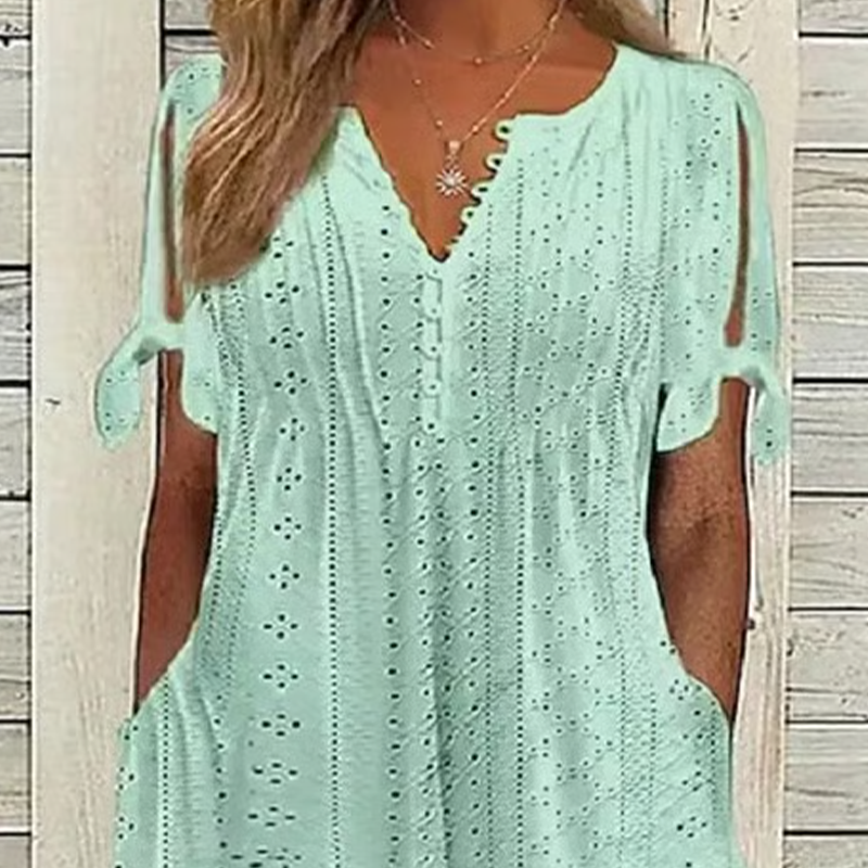 Elegantiška moteriška suknelė su V formos iškirpte-LT