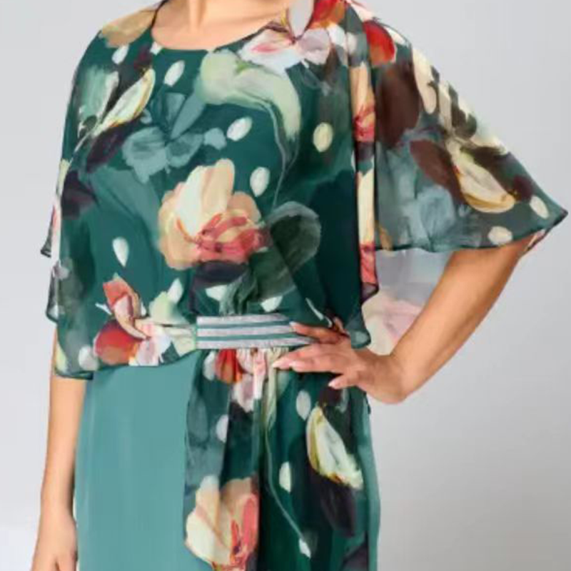 🌸 Elegantiškos gėlėtos apvalios iškirptės suknelės moterims-LT