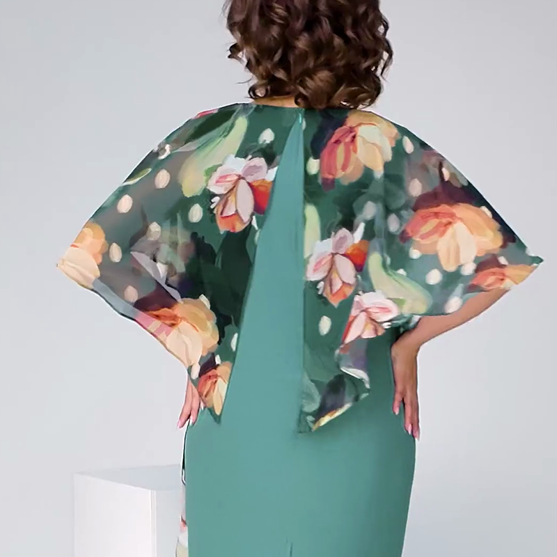 🌸 Elegantiškos gėlėtos apvalios iškirptės suknelės moterims-LT