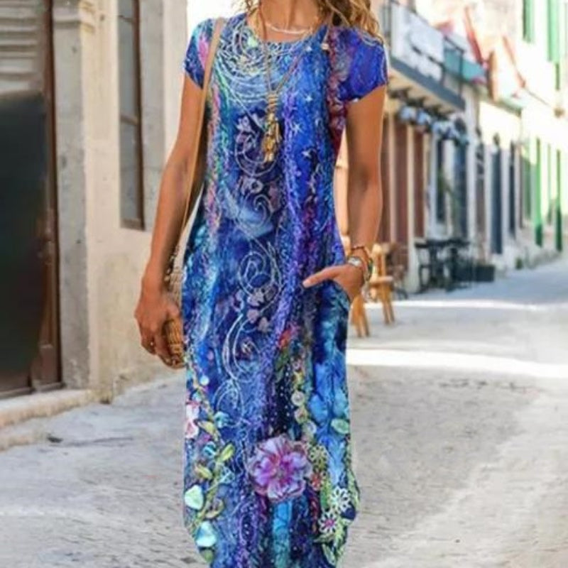 ✨Moteriškos ilgos marškinėlių raštuotos suknelės-LT