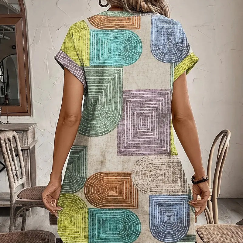 🌺【S-2XL】Φόρεμα με πολύχρωμα σχέδια-GR