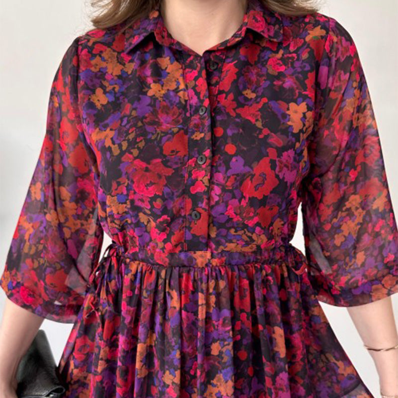 🌺 Γυναικείο κομψό, χαλαρωτικό μάξι φόρεμα με στάμπα-GR