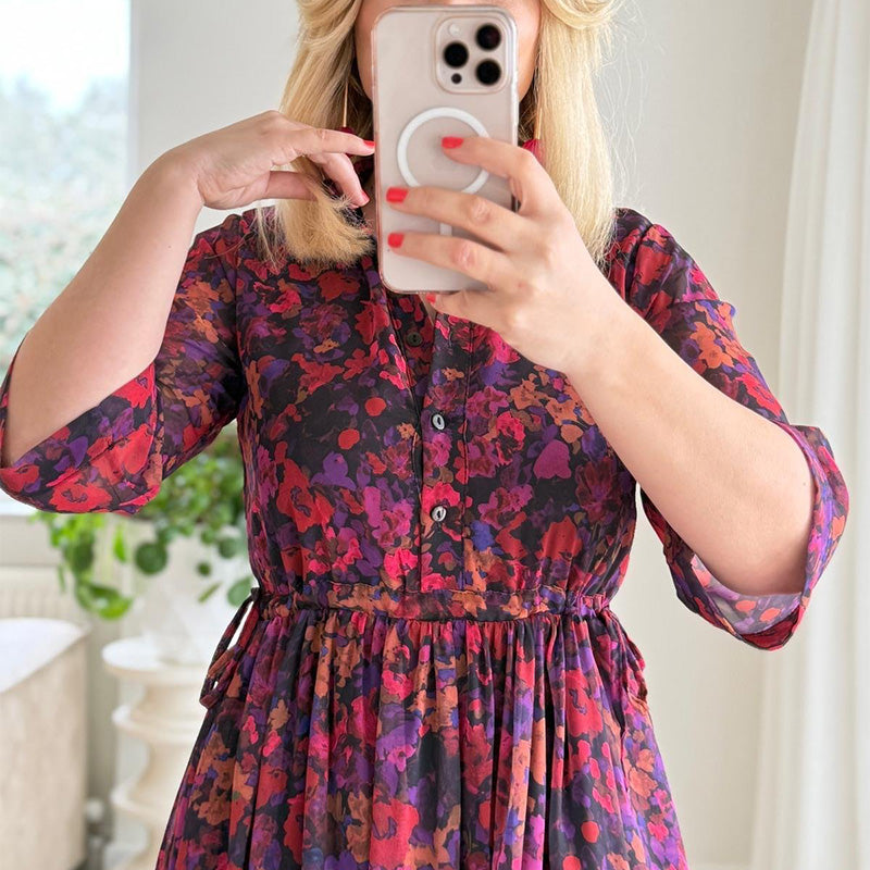 🌺 Elegantiška moteriška raštuota laisvalaikio stiliaus maksi suknelė-LT