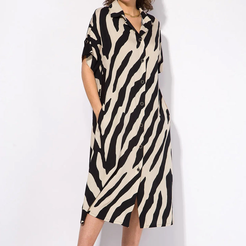 ✨🦓V formos iškirptės suknelė su margintomis juostelėmis ir liemeniu-LT