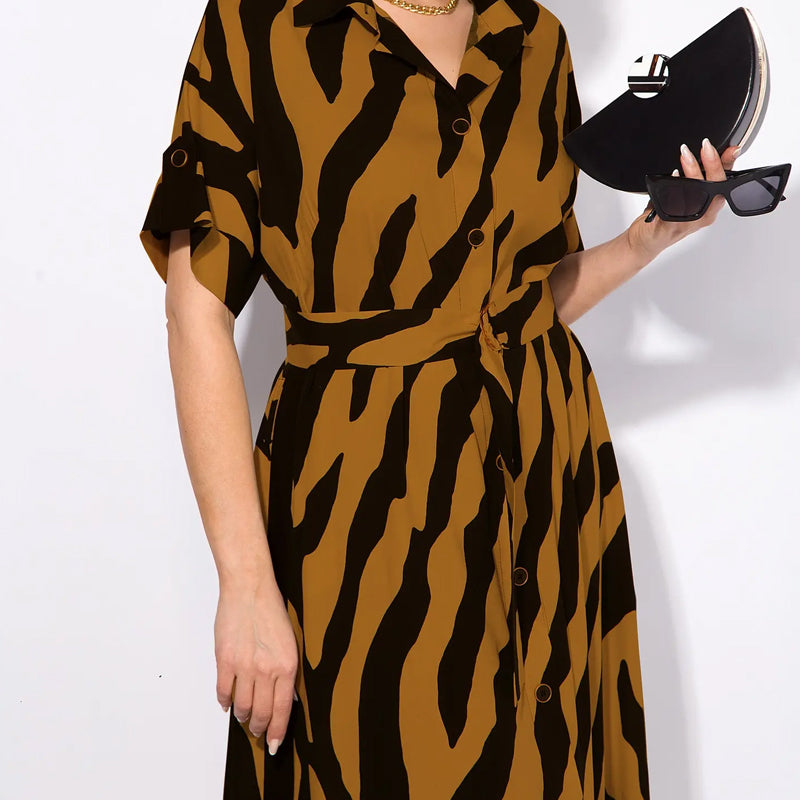 ✨🦓V formos iškirptės suknelė su margintomis juostelėmis ir liemeniu-LT