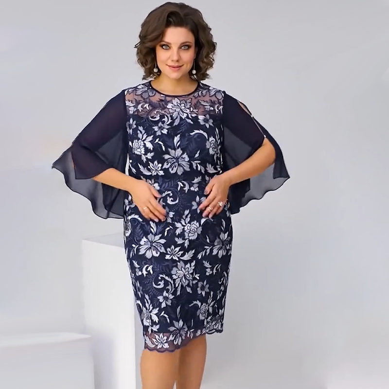 ✨Moteriška gėlėta midi ilgio suknelė su tinkliniu raštu-LT