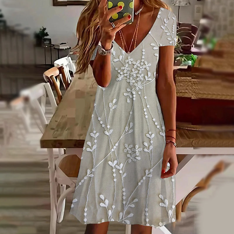 Κομψά γυναικεία φορέματα με τυπωμένο ντεκολτέ V-GR