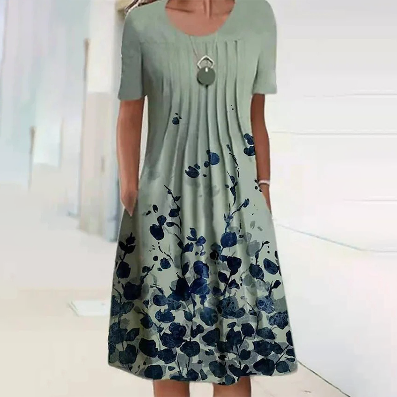 【S-3XL】👗Φόρεμα με φλοράλ ντεκολτέ-GR