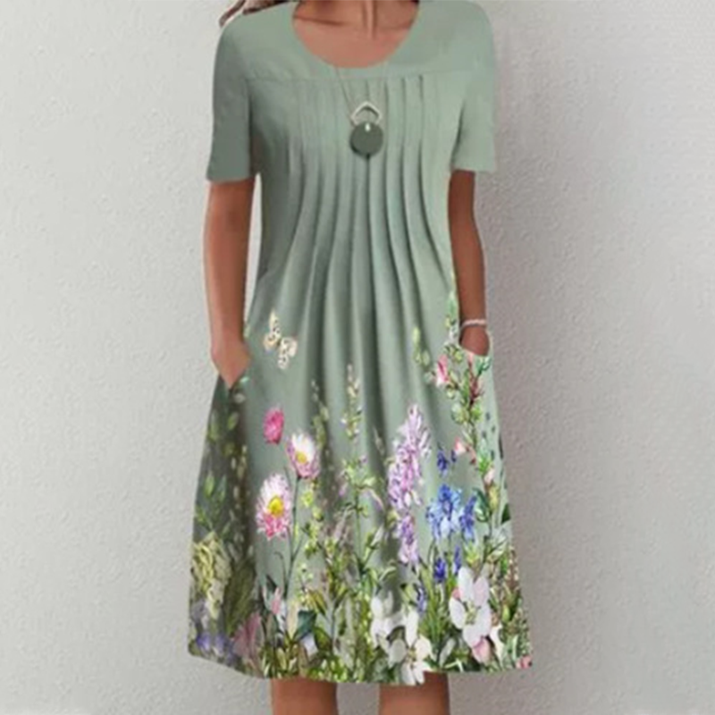 【S-3XL】👗Φόρεμα με φλοράλ ντεκολτέ-GR