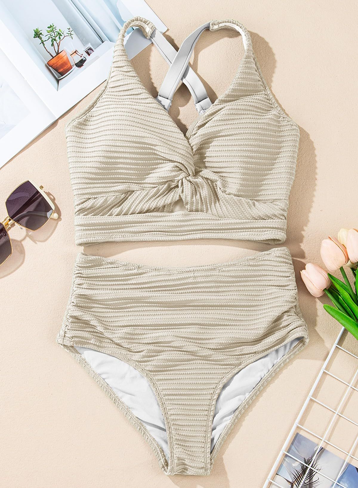 👙Aukšto liemens bikinio komplektas-LT