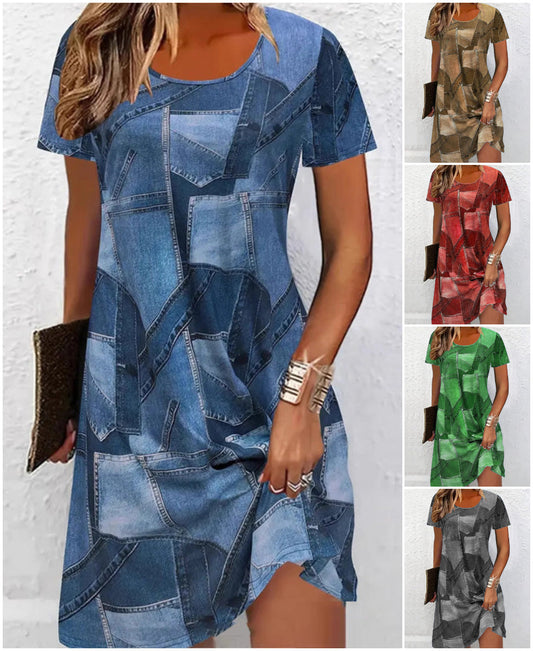 👗Γυναικείο casual φόρεμα με σχέδιο patchwork-GR