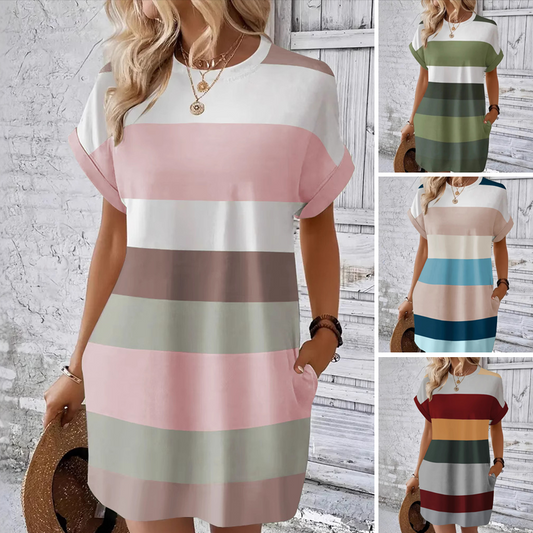 👗Ležerna ženska obleka z okroglim izrezom-SI