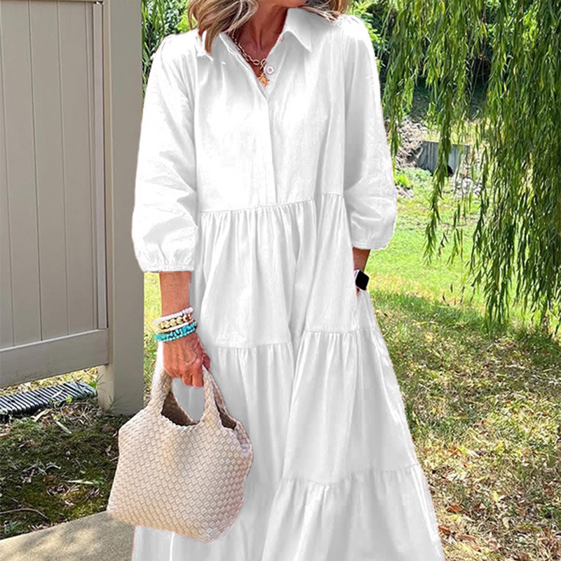 Γυναικείο φόρεμα με φαρδιά γραμμή μέχρι τον αστράγαλο και πέτα-GR